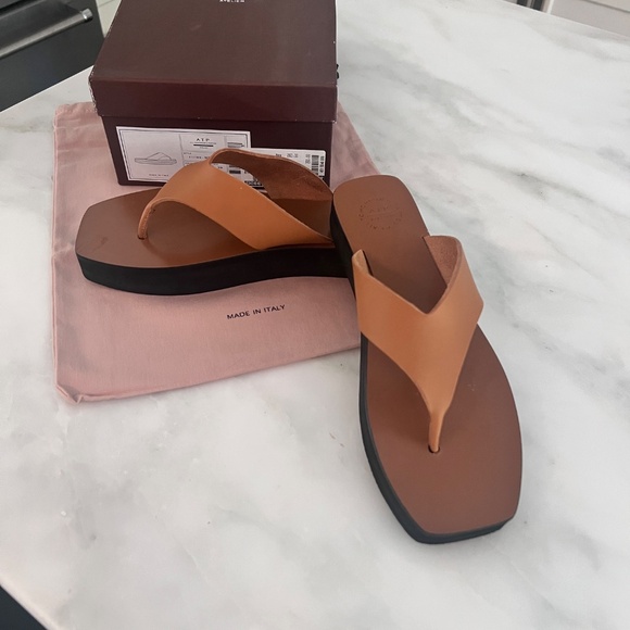 ATP ATELIER Flatform Vacchetta Leather Sandal in Terra/Black Size 39 with Box - Picture 11 of 13